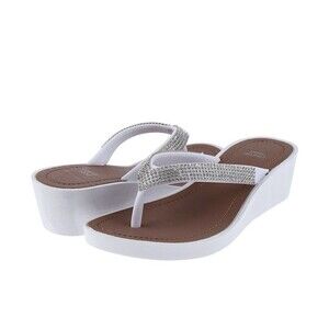 Girls Elli by Capelli Jelly Rhinestones Flip Flops Sandals Wedge Heels Sz Lg 1-2